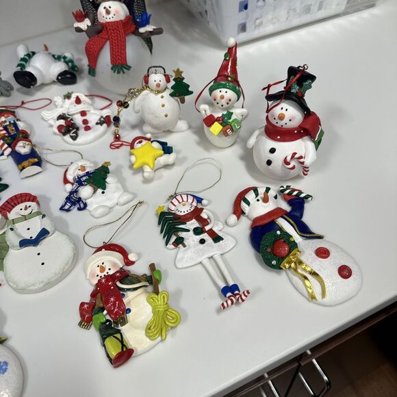 Lot Of 26 Snowman Ornaments Different Types Some‎ Ceramic Mostly Clay - Picture 3 of 11